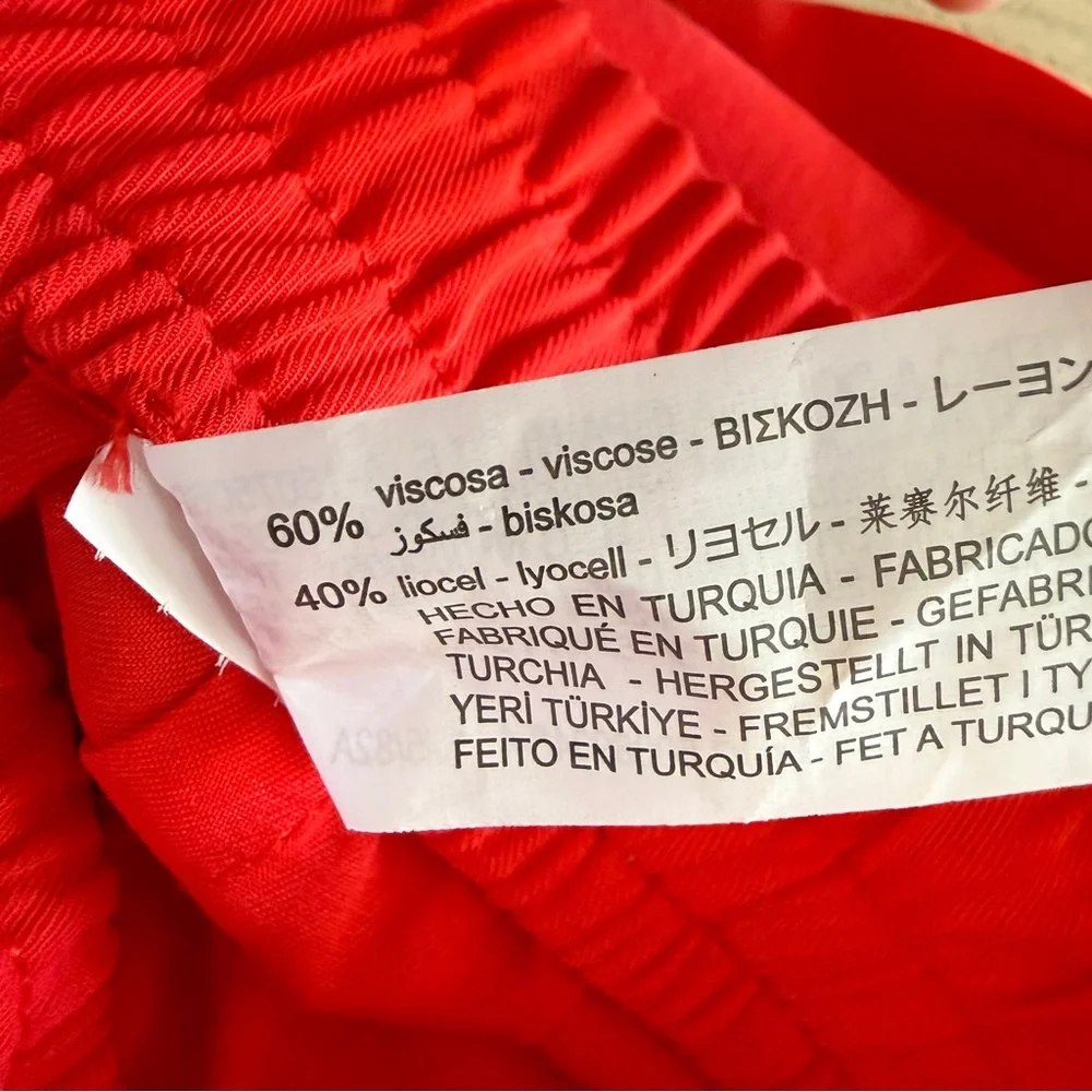 Zara Flowy Red Drawstring Pants Viscose/ Lyocell XL - Picture 11 of 11